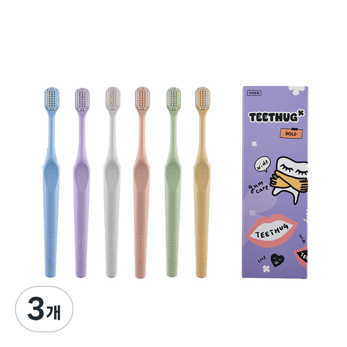 티스허그 이중 초극세모 광폭 칫솔 볼드 1세트, 3개, 6개입