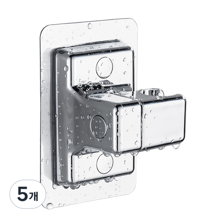 초강력 접착식 샤워기 거치대 고급형, 5개, 고급형 실버