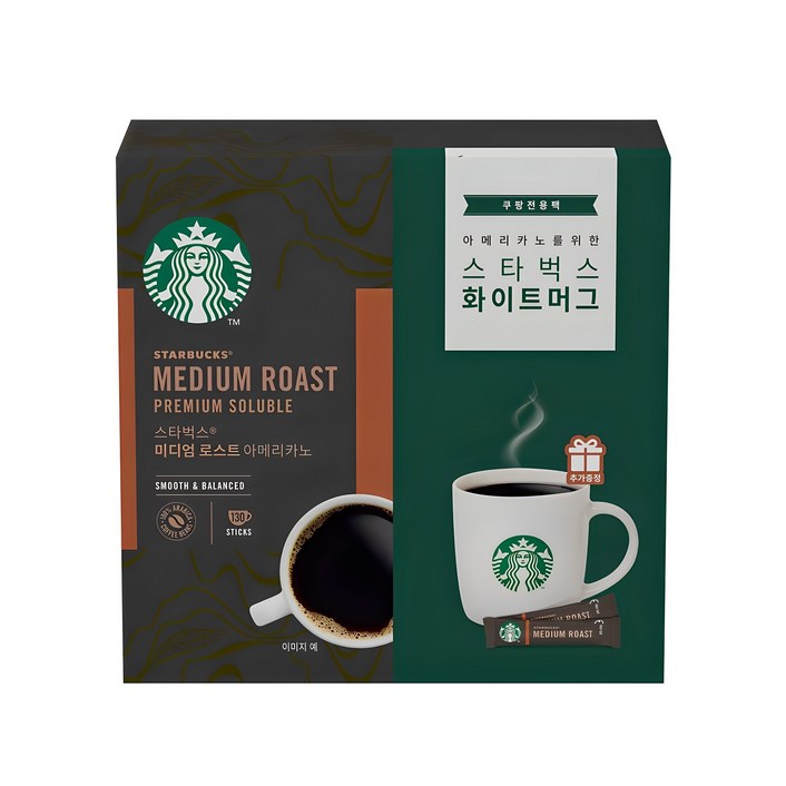 스타벅스 미디엄 로스트 아메리카노 화이트 머그 세트, 1세트, 아메리카노 130p 머그 370ml 스타벅스 미디엄 로스트 아메리카노 화이트 머그 세트, 1세트, 아메리카노 130p 머그 370ml