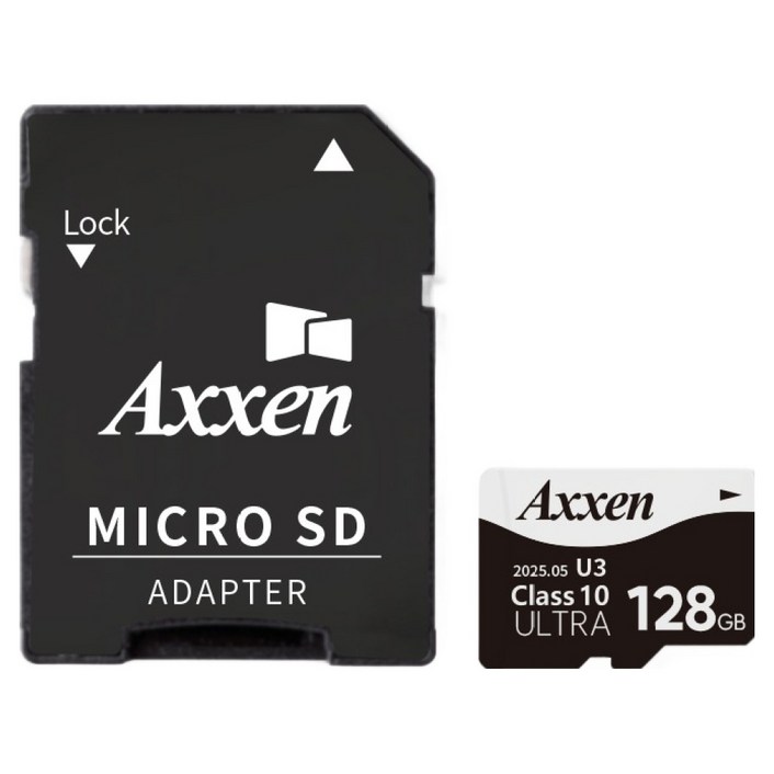 액센 초고속 U3 ULTRA 홈캠 블랙박스 메모리 Micro SD카드  어댑터 세트 MSD53, 1세트, 128GB