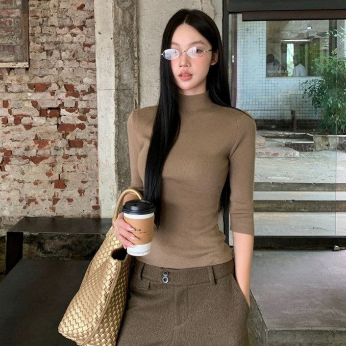 어썸풀 여성용 챠르 반폴 슬림 니트 A25FKN080506