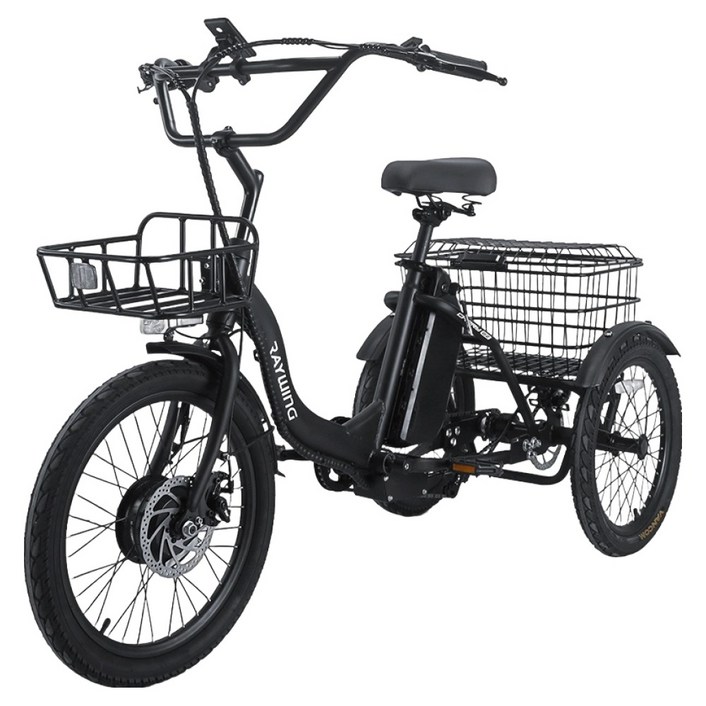 레이윙 삼성셀 배터리 캐리 이지 삼륜 전기자전거 25Ah 고객직접설치, 팬텀 블랙, 스틸