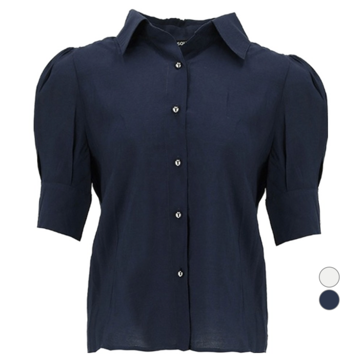 숲 여성용 소매 셔링 카라 블라우스 SA6SS3B