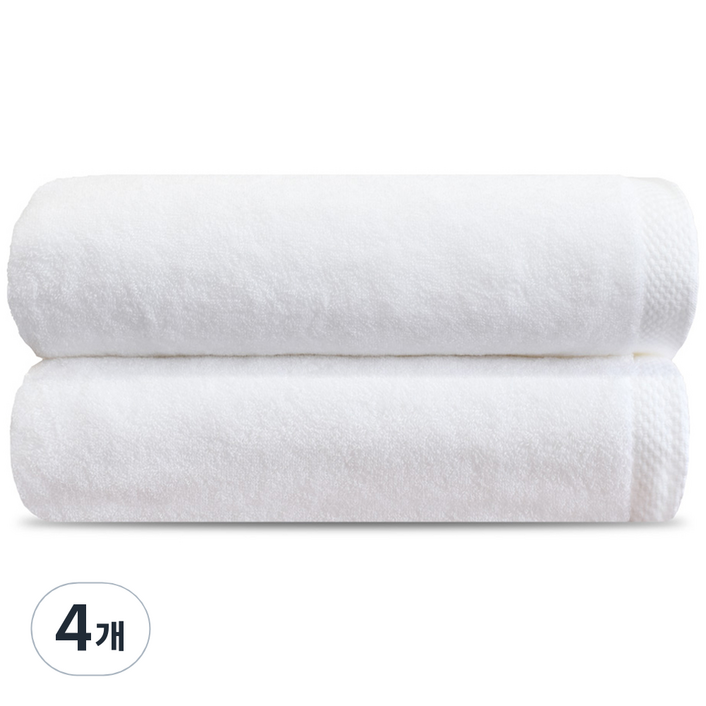 쥬련제작소 호텔 대형 바스타월 450g 40수 면사, 화이트, 4개