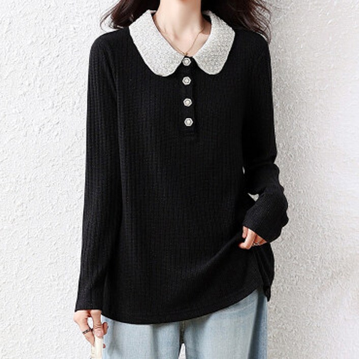 아뗄릭 여성용 마노엘 비즈카라 골지 긴팔 빅사이즈 티셔츠 10928