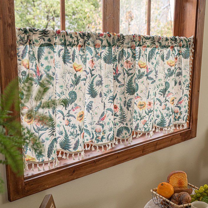 지앤와이 봄 꽃패턴 봉집형 바란스 커튼