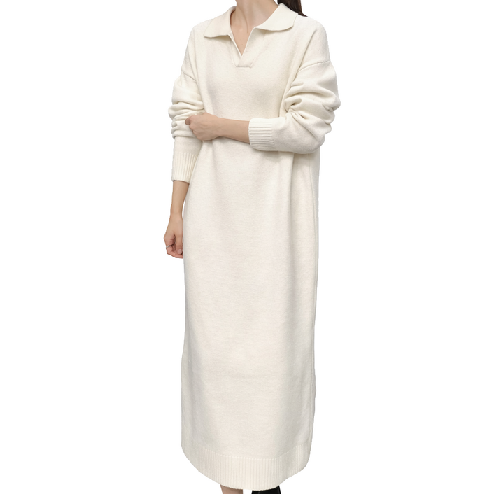 도화랑 포근한 카라넥 니트 원피스