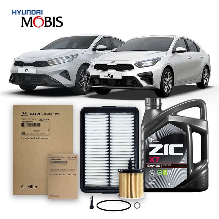올뉴,더뉴 K3 BD (18년식 이후) 1.6 일반가솔린 순정필터+지크오일 5W30 3종, 1개, 4L