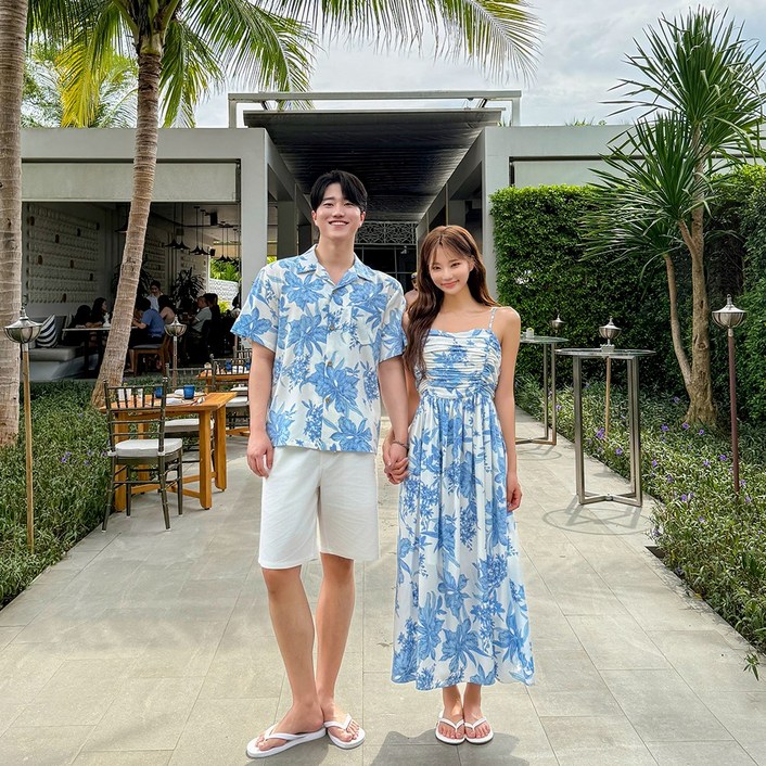 4477 알로나 휴양지커플룩 허니문 하와이안 커플휴양지룩 바캉스 신혼여행 시밀러룩