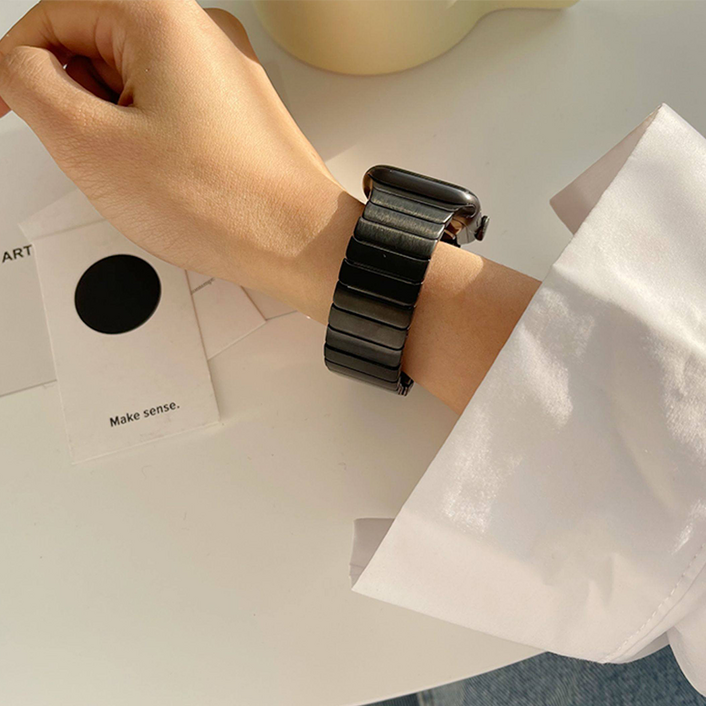 OULUOQI 애플워치 갤럭시워치 호환 메탈 밴드 스트랩  3연 스테인리스 쥬빌레 교체 스트랩 / 탄성 메탈 밴드