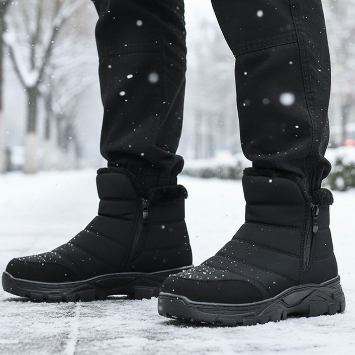 남여공용 겨울 방한화 방수 패딩 부츠 라이더 배달 오토바이 겨울 신발 털 안감 남성 여성