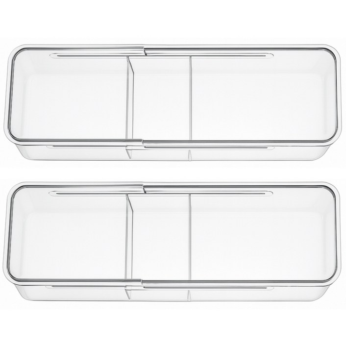 엔케이원 다용도 길이조절 수납정리함, 2개, 투명