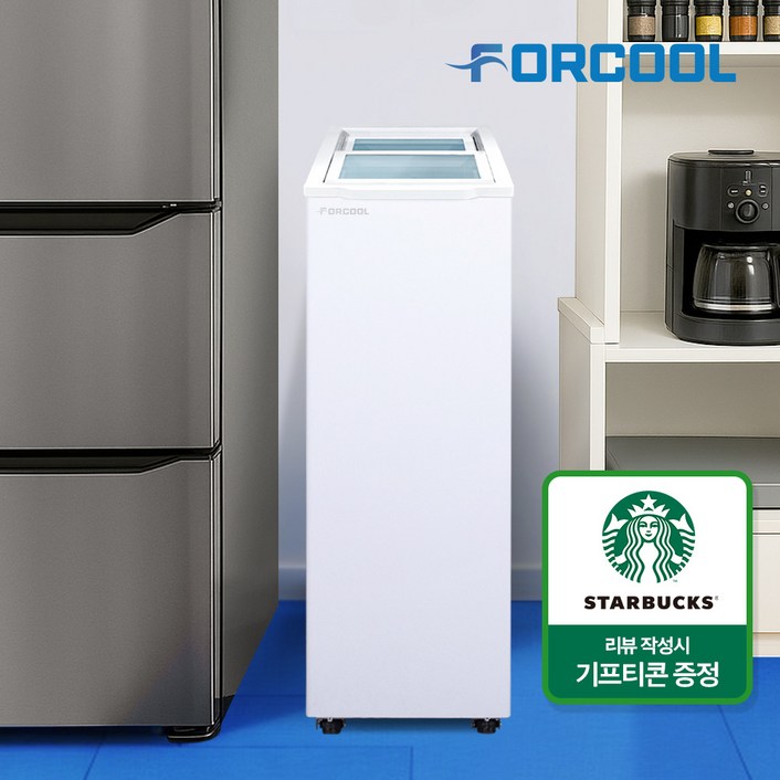 포쿨 미니냉동고 유리도어 다목적 쇼케이스냉동고 소형 가정용 업소용 62L