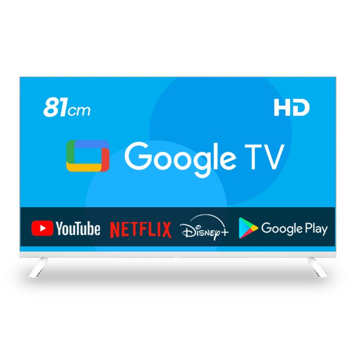 이브이 32인치 81cm HD 스마트 구글TV 화이트 LG패널 에너지효율 1등급, 81cm, 32인치 HD 구글TV 화이트, 스탠드형, 고객직접설치