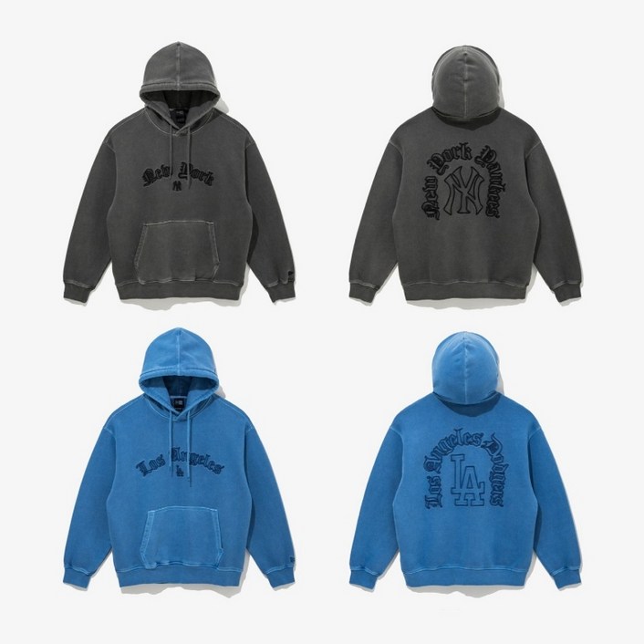 국내매장판 뉴에라 티셔츠 남녀공용 MLB 올드 잉글리시 아치 스탠다드 후드 팀2종 택1