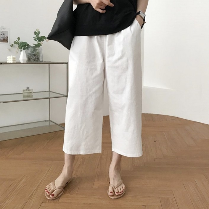 럭키제이 픽미 배기 린넨 통바지 여름 팬츠 여성용