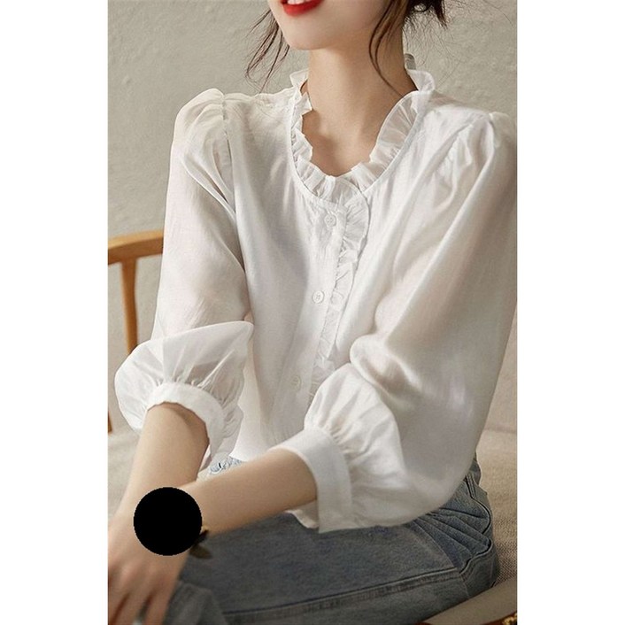 MOSAIRATION 여성 봄 가을 시폰 블라우스 긴팔 레이스 블라우스 오피스룩 W18