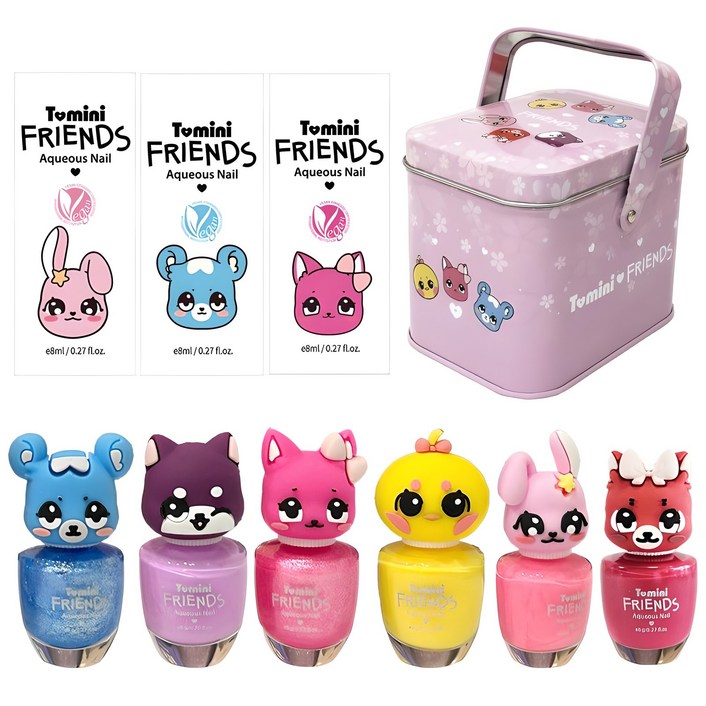 투미니 프렌즈 수성 어린이 매니큐어 6종 + 틴케이스