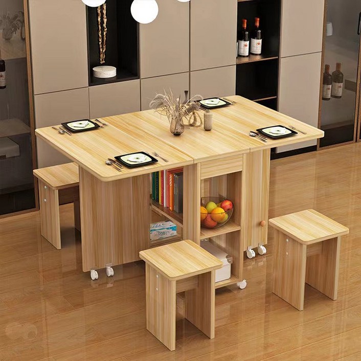 한결가 공간활용좋은 2인용 4인용 6인용식탁 원목테이블 확장형 접이식 식탁