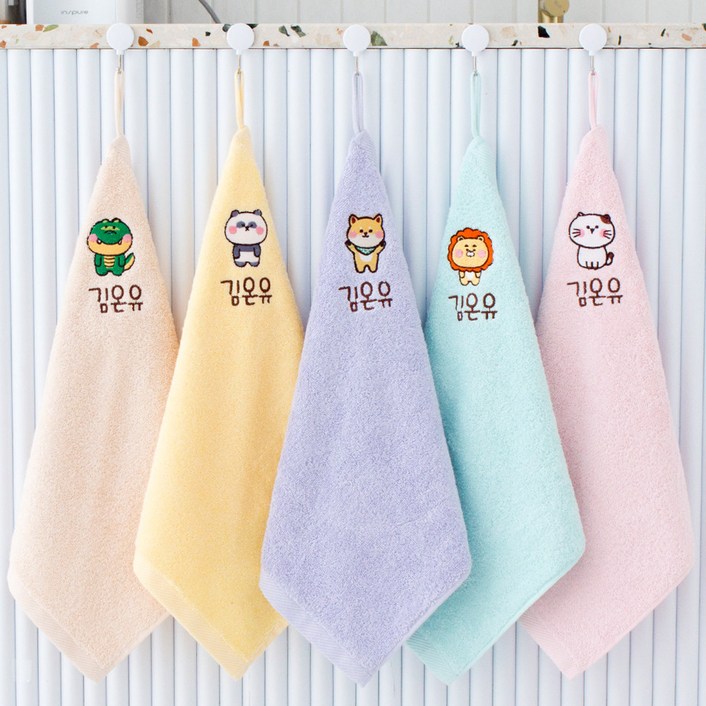 송월타올 어린이집 이름자수 프렌즈 고리수건  5장