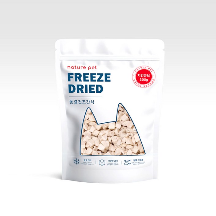 네이처펫 반려동물 동결건조간식, 치킨 큐브맛, 300g, 1개