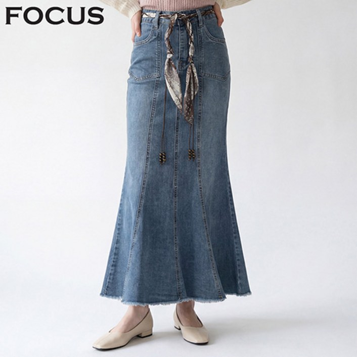 [2SET] 에스닉 벨트 머메이드 데님 스커트_VFI6S1SK8051