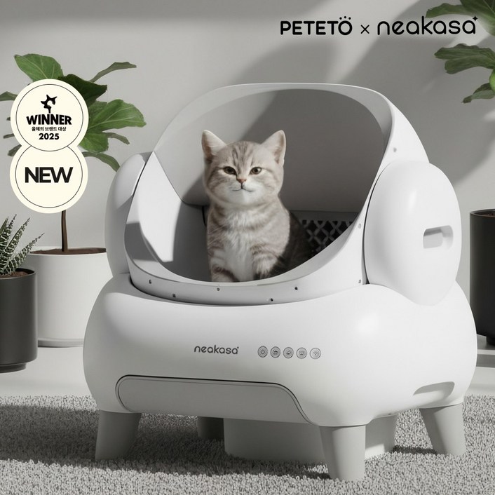 26년형 코오롱 페테토 니카사 M1 Plus 고양이 자동화장실 끝판왕 스마트 대용량 프리미엄 자동개폐 화장실 Neakasa 저소음 PETETO 앱연동, 1개, 화이트, 자동 화장실