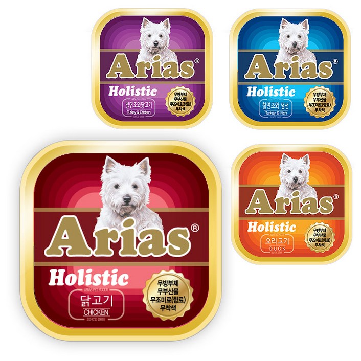 아리아스 홀리스틱 애견 사각캔 4종 3box 48개
