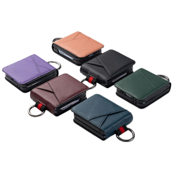 데일리 갤럭시Z플립 레인보우 카드2장수납 핑거링 힌지보호 휴대폰 케이스