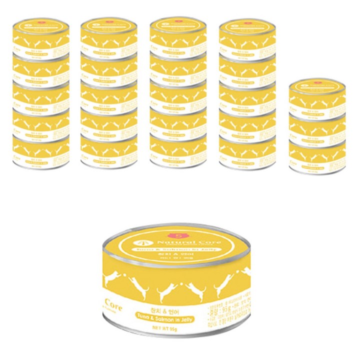 네츄럴코어 고양이 간식 캔, 연어+참치, 95g, 24개
