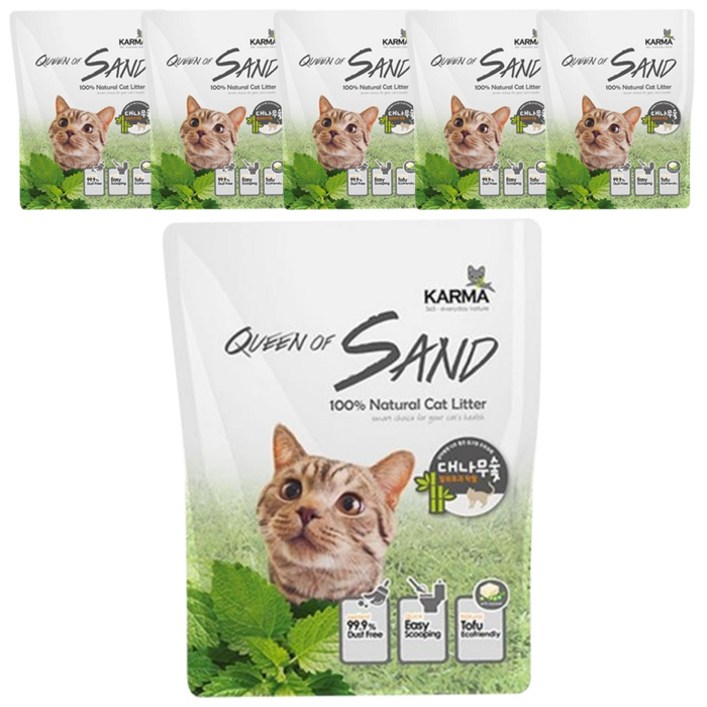 카르마 퀸오브샌드 두부 고양이 모래, 7L, 3kg, 6개, 대나무숯