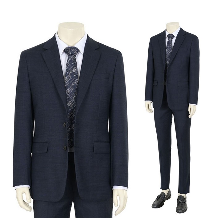 바쏘옴므 남성용 블렌디드 슬림핏 정장 자켓  팬츠 세트