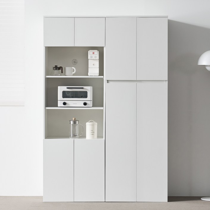 도모 오르딘 주방 키큰 멀티  오픈 수납장 세트 1200 방문설치, 화이트