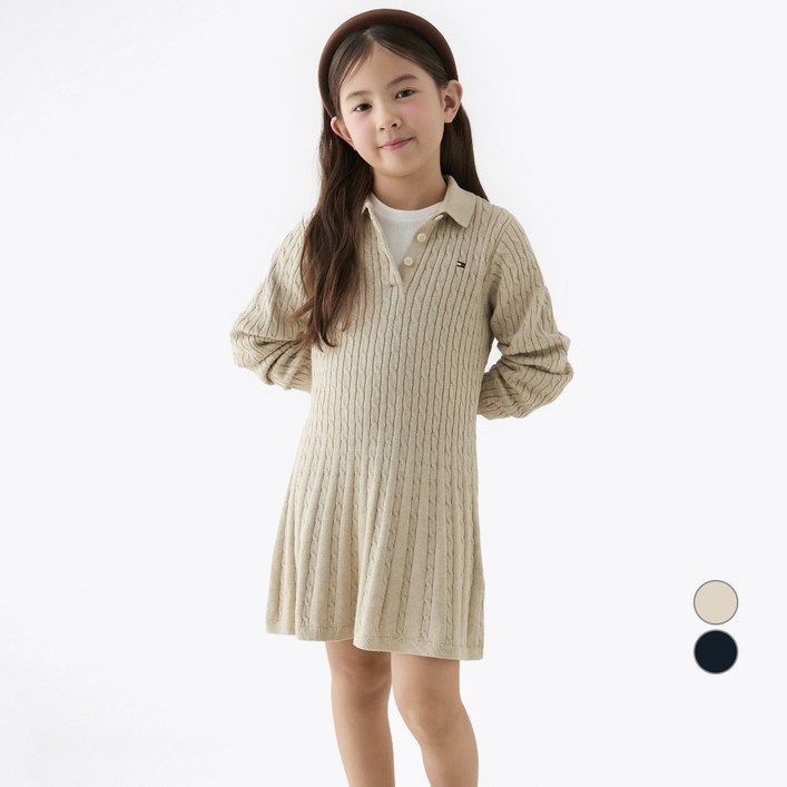 타미힐피거 케이블 스웨터 면 원피스