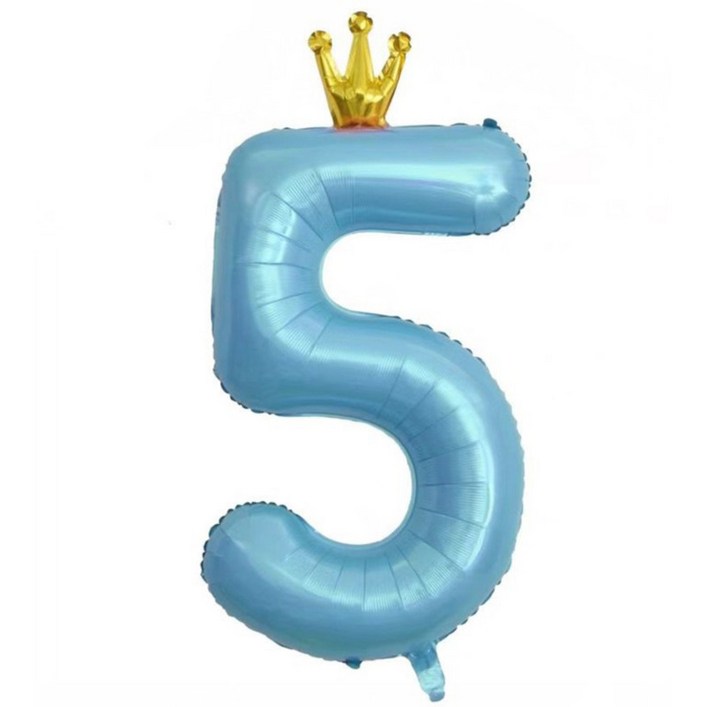 포켓몬풍선 이자벨홈 생일파티 왕관 숫자 풍선 5 초대형, 블루, 1개