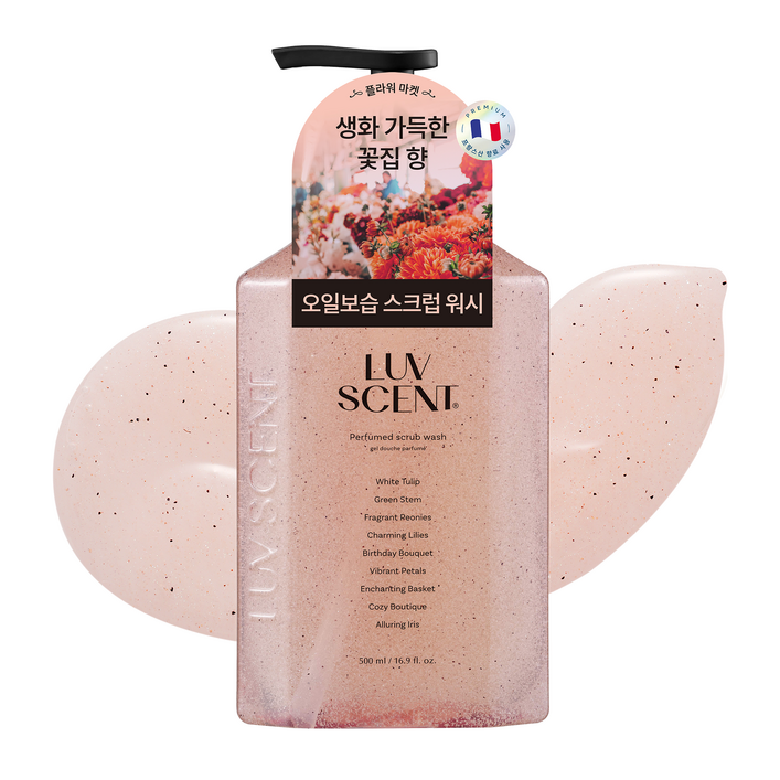 럽센트 바디 스크럽 워시 플라워마켓 화이트튤립향, 500ml, 1개