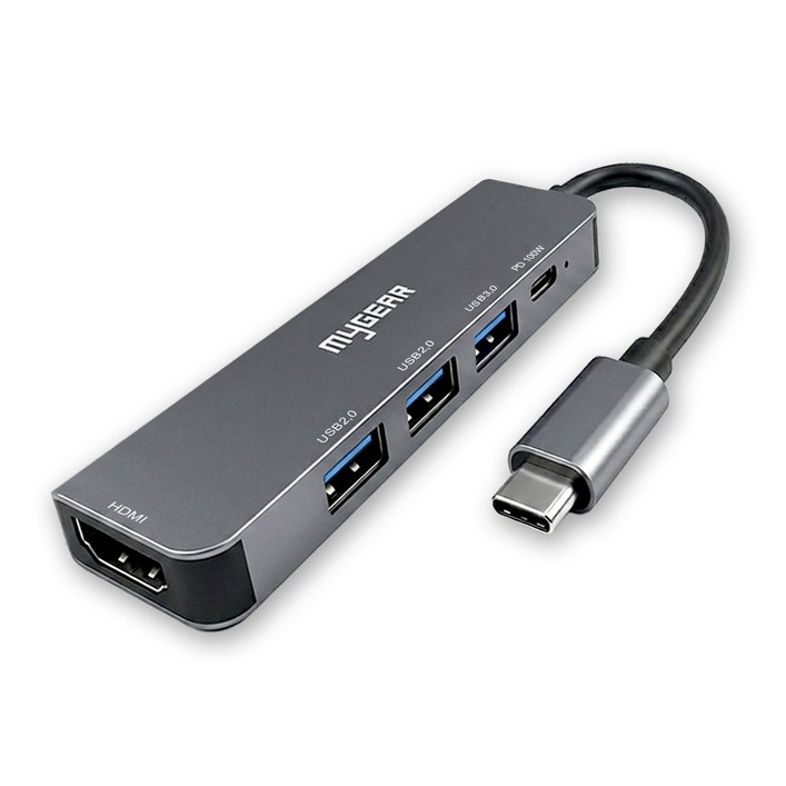 마이기어 5 in 1 C타입 USB 3.0 멀티 허브 4K HDMI PD100W 삼성 DEX 미러링 호환 MYGRUH5P1
