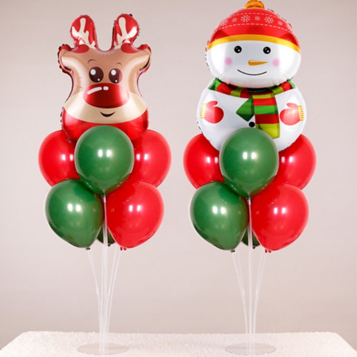 루돌프풍선 와우파티코리아 크리스마스 풍선꽂이 루돌프와 눈사람 2종 세트