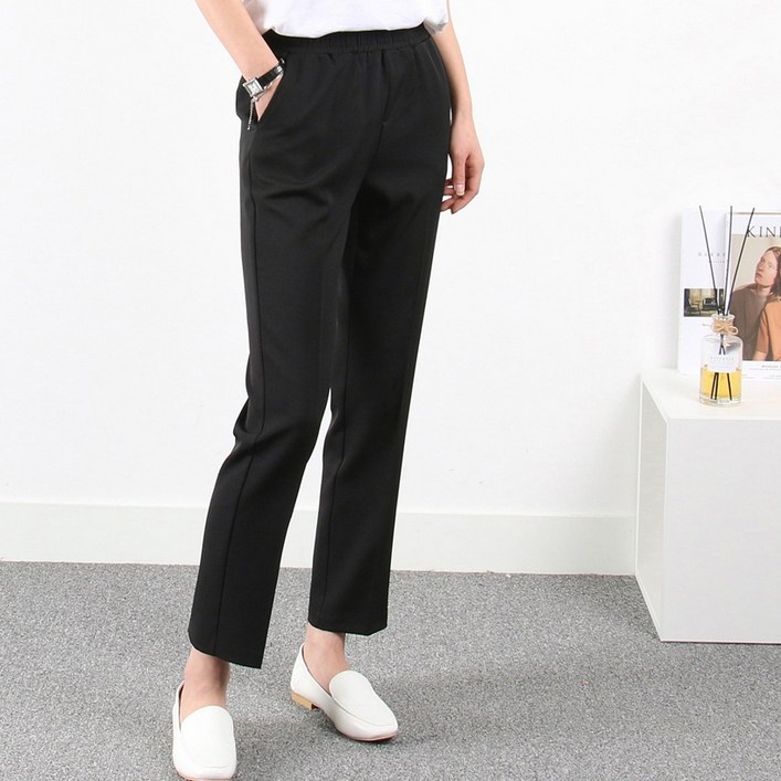 나인뮤즈 허리밴딩 슬랙스 일자핏 빅사이즈여성의류 ~3XL 데일리 키작녀 리더밴딩팬츠