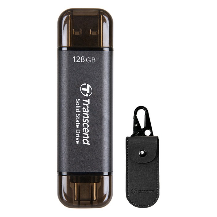 트랜센드 초소형 외장SSD ESD310  전용 파우치 세트, 128GB, 블랙