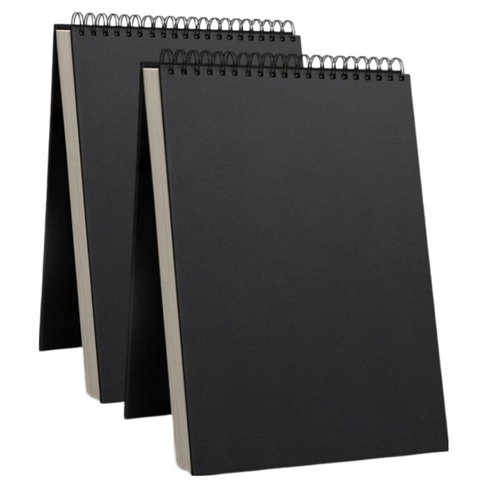 데비아트 하드커버 무지 드로잉북 블랙 60매, A4, 2개