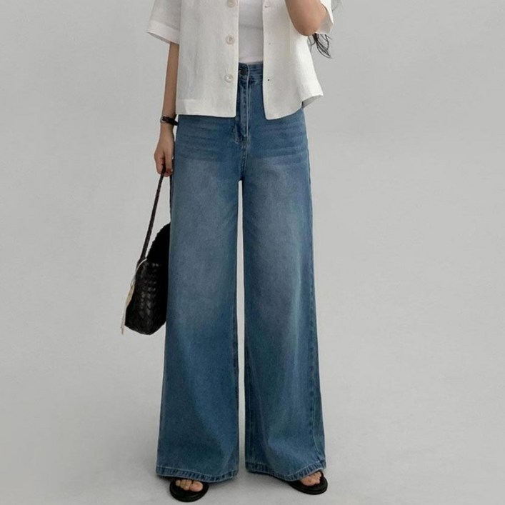 에이와비 여성용 140ver 키작녀 예쁘진 하이부츠컷 와이드 롱팬츠