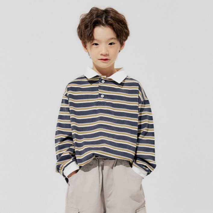 바브키즈 어툰 럭비 스트라이프 티셔츠