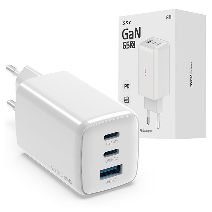 SKY 필 GaN 65X 65W 4세대 초미니 3포트 충전기