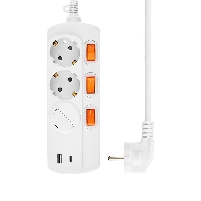 홈플래닛 개별스위치 멀티탭 3구 USBA 1포트  C타입 1포트  안전커버