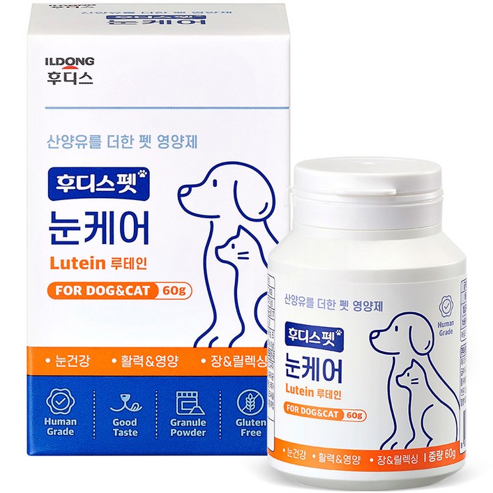 일동후디스 반려동물 후디스펫 눈케어 루테인 산양유 60g, 군고구마맛, 1개, 눈물 개선/눈건강