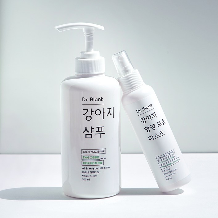닥터블랭크 반려견 저자극 샴푸 500ml 미스트 150ml 세트 플럼레인향, 1세트 닥터블랭크 반려견 저자극 샴푸 500ml 미스트 150ml 세트 플럼레인향, 1세트