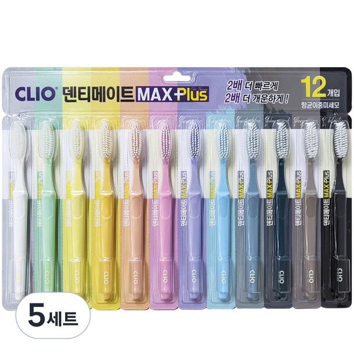 크리오 덴티메이트 맥스플러스 이중미세모 칫솔, 12개입, 5개