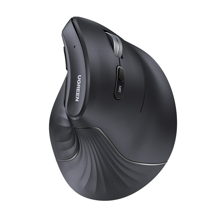 유그린 버티컬 인체공학 트리플 멀티태스킹 무선 블루투스 무소음 마우스 4000DPI MU008, MU008, 블랙