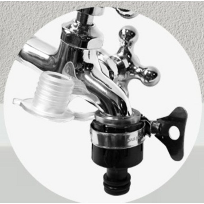 월드크린 호스 수도꼭지 연결 이중 커넥터, 1개, 화이트